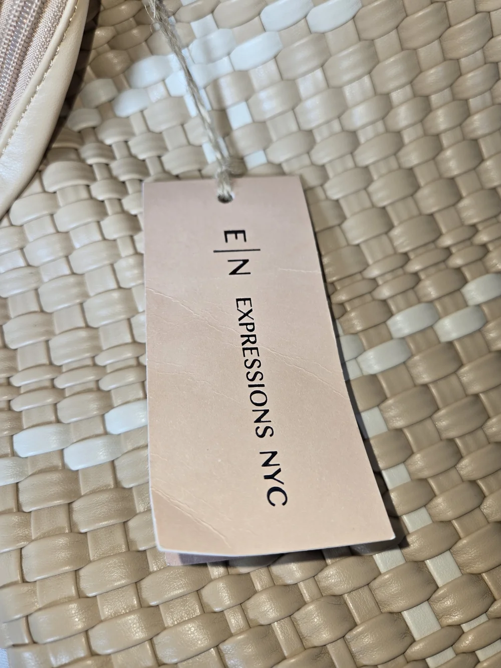 Expressions Woven Tan and Cream Tote